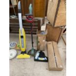 AN ASSORTMENT OF ITEMS TO INCLUDE A KARCHER STEAM MOP, AN ELECTRIC GRASS STRIMMER AND STEAM MOP