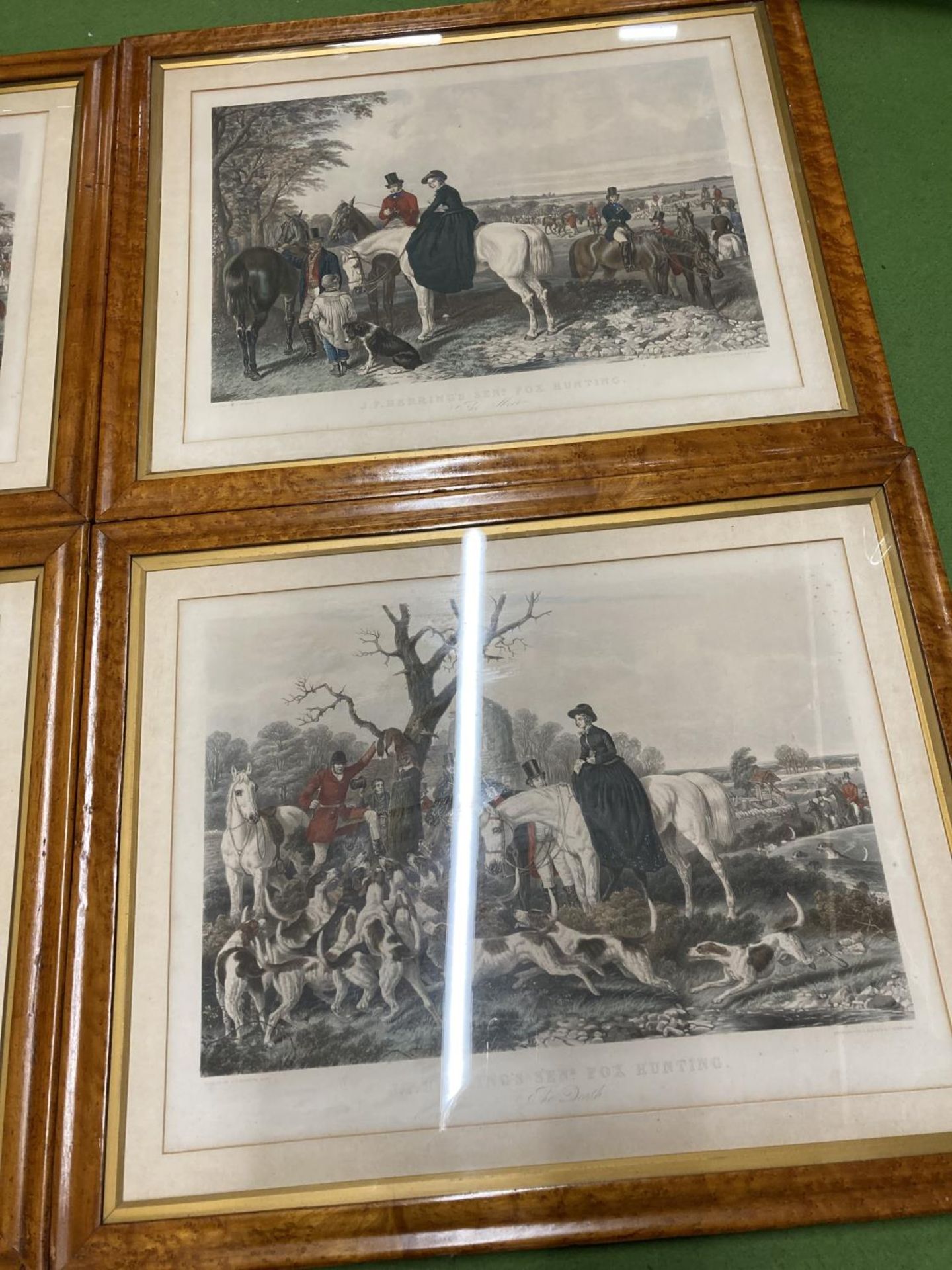A SET OF FOUR WALNUT FRAMED HUNTING ENGRAVINGS BY J.P HERRING AND ENGRAVED BY J.HARRIS & C. QUENTERY - Image 3 of 3