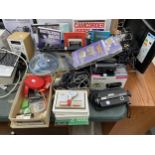 A LARGE ASSORTMENT OF ITEMS TO INCLUDE A PANASONIC CAMCORDER, A EUMIG MINI 3 CAMERA AND EMPTY FILM