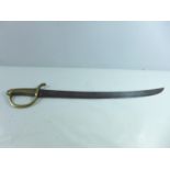 A FRENCH 19TH CENTURY INFANTRY HANGER, 59CM BLADE WITH BRASS GRIP