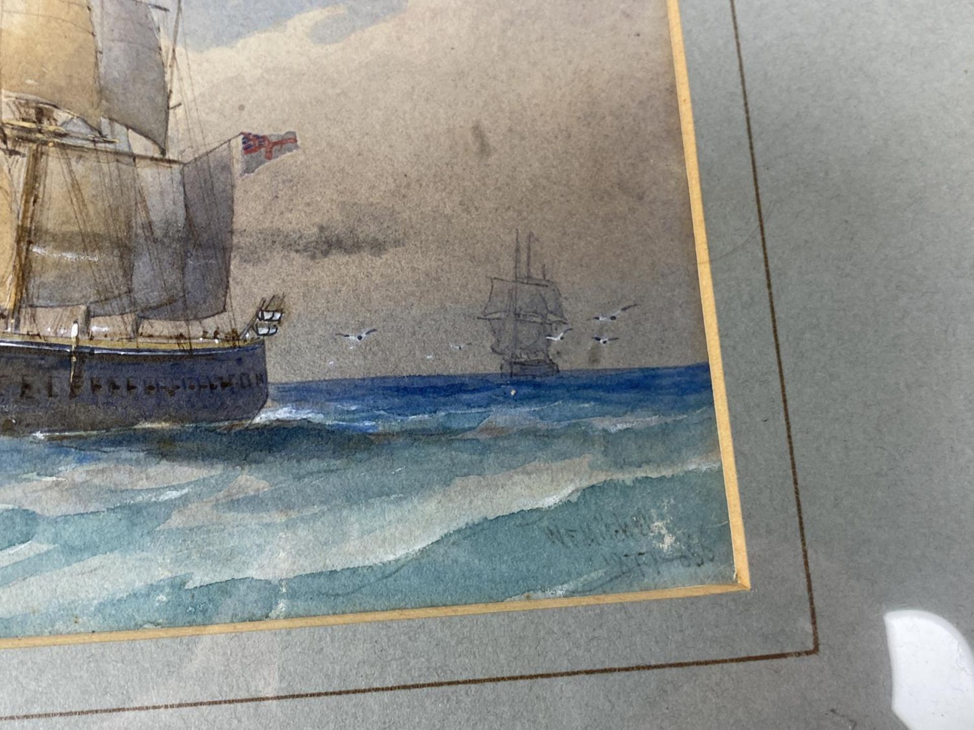 A PAIR OF WILLIAM FREDERICK MITCHELL (1845-1914) MARITIME / NAVAL WATERCOLOURS OF GALLEON SHIPS, - Bild 5 aus 6