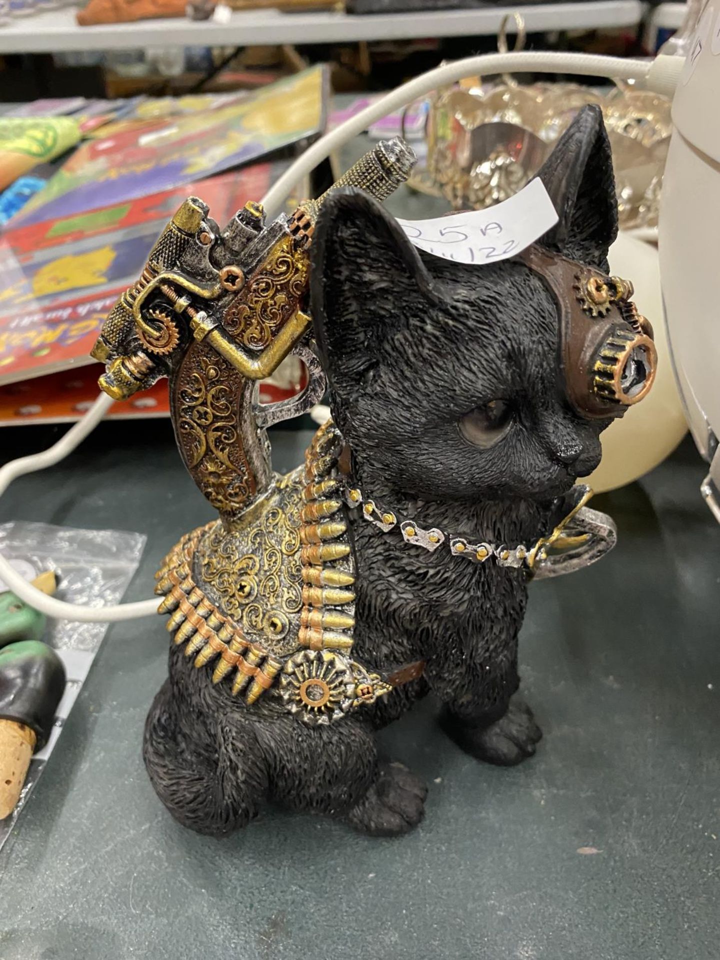 A STEAM PUNK STYLE CAT HEIGHT 18.5CM