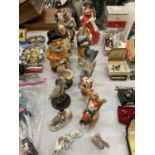 A QUANTITY OF CERAMIC FIGURES TO INCLUDE BIRDS, DOGS, CONTINENTAL STYLE, ETC