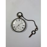 A 'FINE SILVER' OPEN FACE POCKET WATCH WITH SUBSIDIARY SECONDS DIAL
