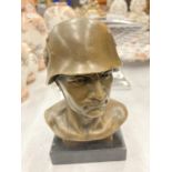 A BRONZE GERMAN BUST SIGNED FISHER HEIGHT 14CM