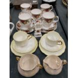 TWO ROYAL ALBERT 'RAINBOW' TRIOS, 'OLD COUNTRY ROSES' CUPS, SAUCERS AND PLATES PLUS ELLGREAVES