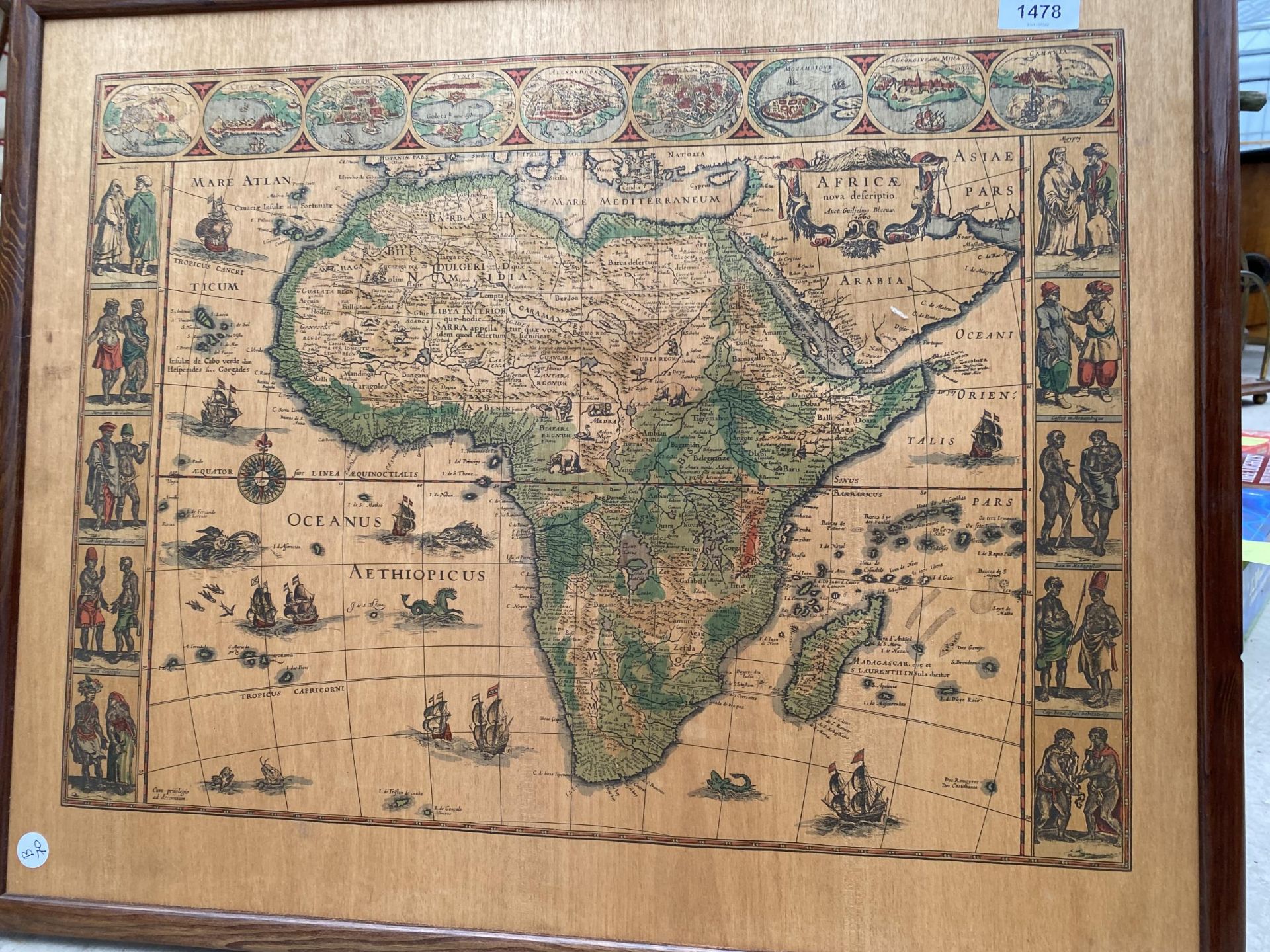 A WOODEN FRAMED WOODEN MAP OF AFRICA - Image 2 of 3