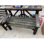 A VINTAGE WOODEN GARDEN BENCH (LENGTH 127CM)