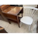 AN OAK DROP-LEAF TROLLEY AND PAINTED KITCHEN CHAIR