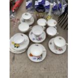 AN ASSORTMENT OF CERAMICS TO INCLUDE TWO VASES AND DUCHESS CUPS AND SAUCERS