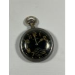 A 1940'S WALTHAM MILITARY WATCH (GLASS LOOSE)