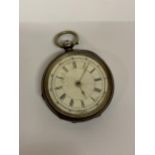 A VINTAGE .935 SILVER CHRONOGRAPH POCKET WATCH, MAKER P.M, A/F