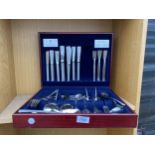 A WOODEN CASED VINERS STAINLESS STEEL CANTEEN OF CUTLERY