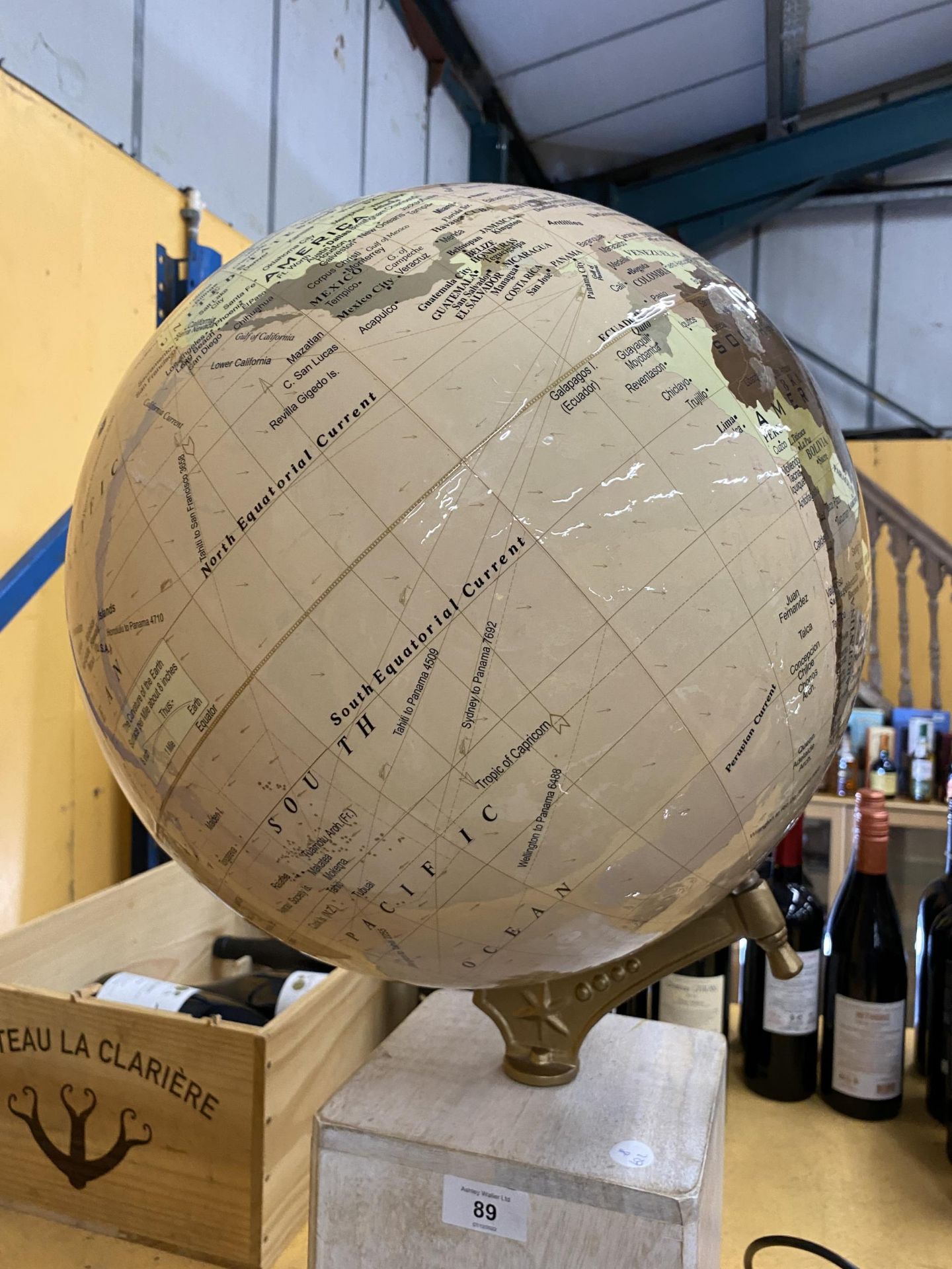 A LARGE DECORATIVE GLOBE ON STAND, HEIGHT 70CM - Image 2 of 2