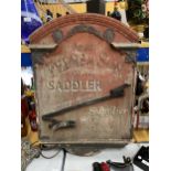 A LARGE VINTAGE JOHN FERNS & SON, SADDLER WOODEN SIGN, HEIGHT 84CM