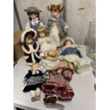 A QUANTITY OF DECORATIVE DOLLS IN COSTUMES - 3 LARGE AND FIVE SMALL