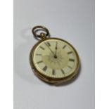 AN 18CT YELLOW GOLD CONTINENTAL OPEN FACED POCKET WATCH, GROSS WEIGHT 40.3G