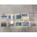 TEN ASSORTED HERPA BOXED AEROPLANE MODELS - SCALE 1:500