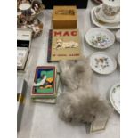 A 'MAC' BOOK WRITTEN BY CECIL ALDIN, MAC CUDDLY TOY, VECIL ALDIN PLAYING CARDS AND MAUCHLINE STYLE