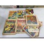 A QUANTITY OF VINTAGE COMICS FROM THE 1970'S TO INCLUDE TV 21, ROVER, SPIDERMAN, MARVEL, LION, ETC