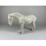 A POSSIBLY BESWICK PROTOTYPE WHITE CERAMIC HORSE