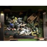 A LARGE QUANTITY OF PLASTIC AND DIECAST TOY ARMY VEHICLES AND PLANES