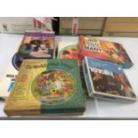 SIX VINTAGE BOXED GAMES TO INCLUDE MATTIX, Q-SETS, WALT DISNEY JIGSAW PUZZLE, ETC