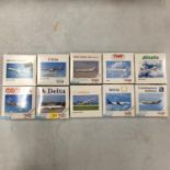 TEN ASSORTED HERPA BOXED AEROPLANE MODELS - SCALE 1:500