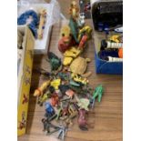 VARIOUS TOY MODELS TO INCLUDE ANIMALS, FIGURES, DINOSAURS ETC