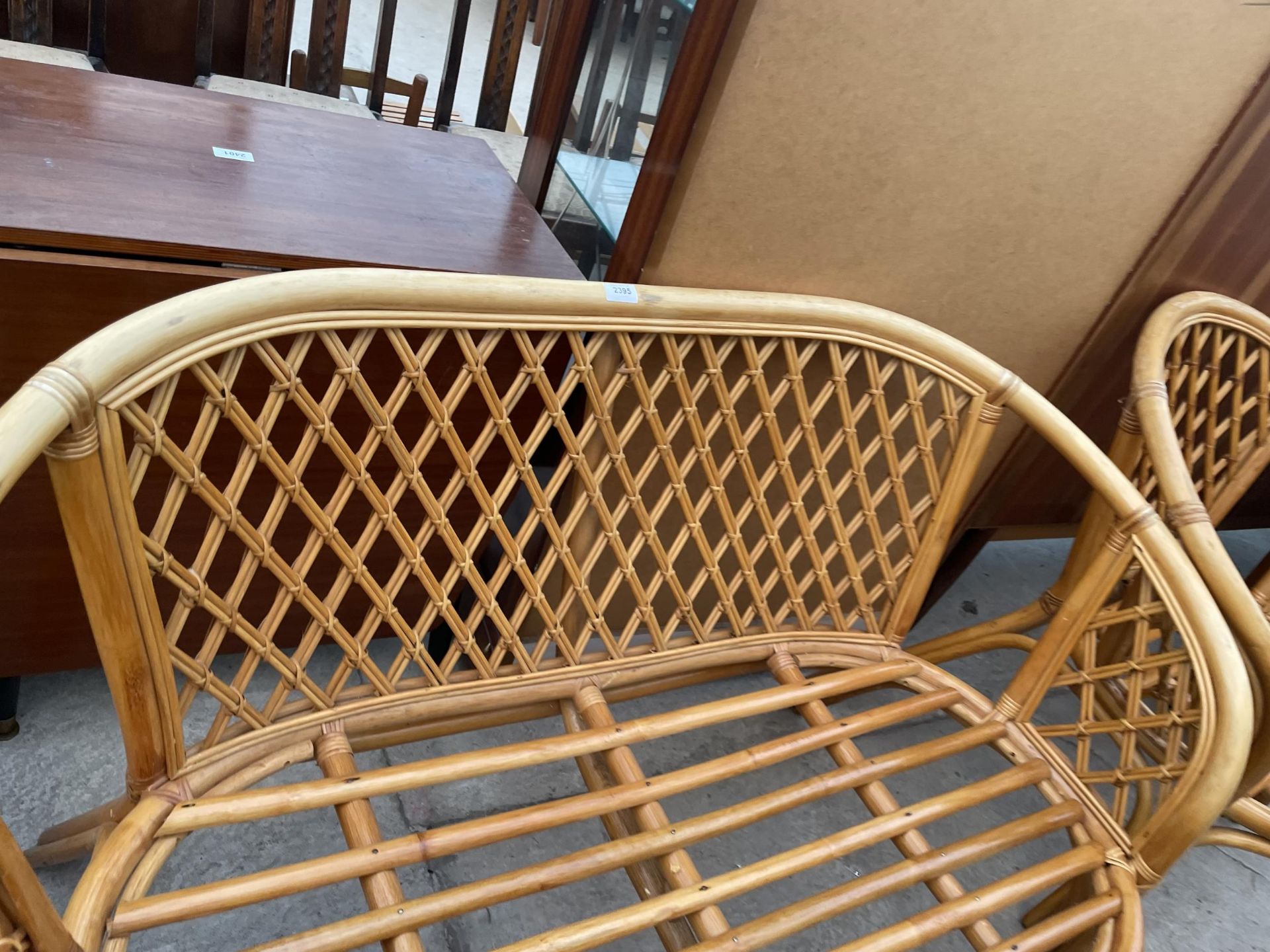 A WICKER AND BAMBOO SETTLE AND CHAIR, LACKING CUSHIONS - Image 2 of 3