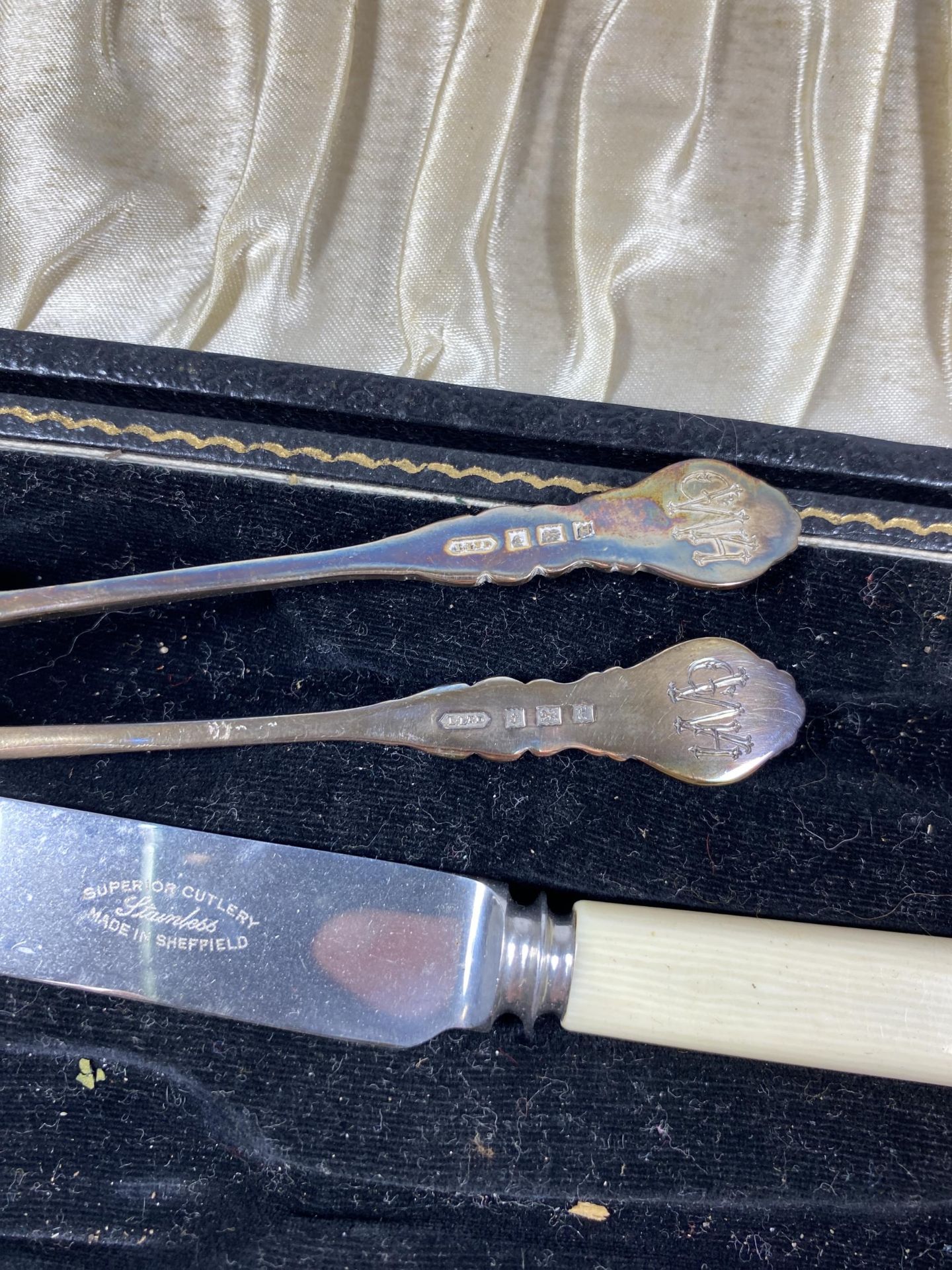 TWO BOXED ITEMS - SILVER SPOON AND SILVER FLATWARE SET (KNIFE IS STAINLESS) - Image 2 of 3