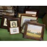 A QUANTITY OF FRAMED PRINTS TO INCLUDE PORTRAITS, ANIMALS, BUILDINGS, ETC