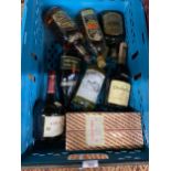 A MIXED BOX OF SPIRITS, COURVOISIER COGNAC, SOUTHERN COMFORT ETC