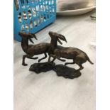 A PAIR OF PAUL JENKINS BRONZE MOUNTAIN GOATS HEIGHT 8.5CM