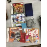 A NINTENDO DS WITH GAMES AND A GAMEBOY ADVANCE POKEMON EMERALD GAME