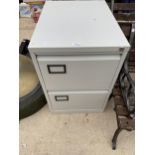 A TWO DRAWER METAL FILING CABINET