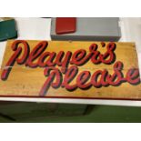 A VINTAGE WOODEN CIGARETTE ADVERTISING SIGN 55.5CM X 24CM