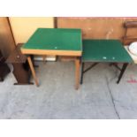 TWO FOLDING CARD TABLES AND A MAGAZINE RACK/TABLE