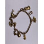 A 9CT YELLOW GOLD CHARM BRACELET, WEIGHT 6.87G