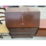 A MID 20TH CENTURY BUREAU WITH FITTED INTERIOR 30 INCHES WIDE