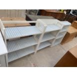 THREE WHITE PAINTED OPEN BOOKSHELVES