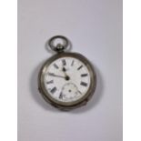 A HALLMARKED SILVER OPEN FACED POCKET WATCH, A/F