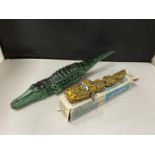 TWO TIN PLATE CROCODILE TO INCLUDE HAPPY CROCODILE IN ORIGINAL BOX AND A FURTHER GERMAN EXAMPLE