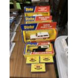 FOUR BOXED DINKY POLICE CARS AND THREE BOXED MOKO LESNEY VEHICLES