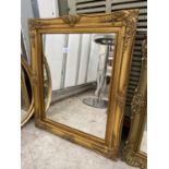 A MODERN GILT FRAMED WALL MIRROR, 26X21"