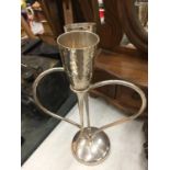 A SILVER PLATED WINE GLASS HOLDER WITH SILVER PLATED CHAMPAGNE FLUTES