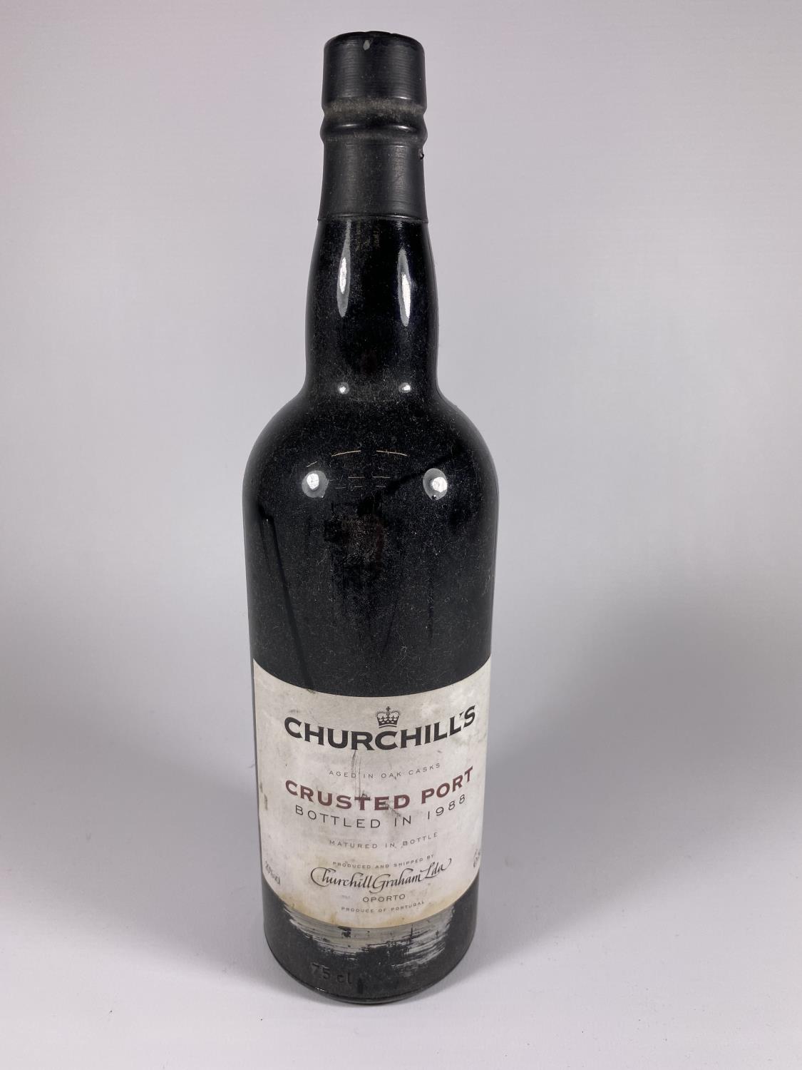 1 X 75CL BOTTLE - CHURCHILL'S CRUSTED 1988 VINTAGE PORT