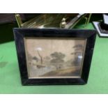 A FRAMED VINTAGE WATERCOLOUR OF A BOATING SCENE