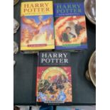 THREE FIRST EDITION HARRY POTTER HARDBACK BOOKS "THE DEATHLY HALLOWS" HALF BLOOD PRINCE" "ORDER OF