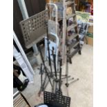 AN ASSORTMENT OF MUSICIANS STANDS TO INCLUDE MICROPHONE AND MUSIC STANDS ETC